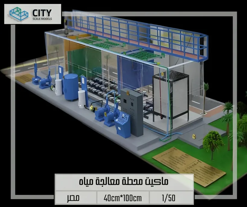 A scale model of a water treatment plant.